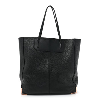 ALEXANDER WANG Pebbled Calfskin Large Prisma Skeletal Tote Black Rose Gold Hardware