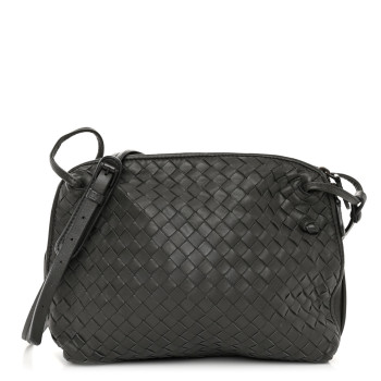 BOTTEGA VENETA Nappa Intrecciato Pillow Crossbody Messenger Light Grey