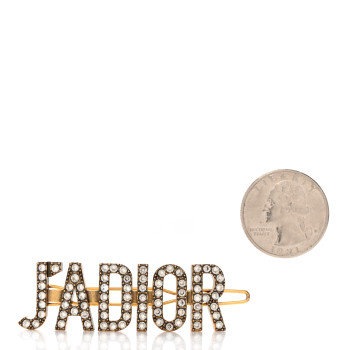 CHRISTIAN DIOR Crystal J'Adior Logo Barrette Gold