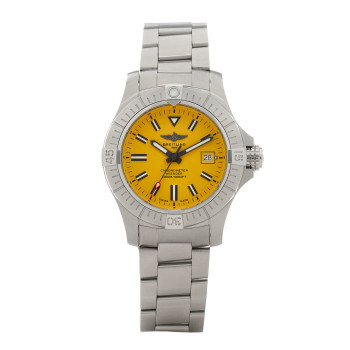 BREITLING Stainless Steel 45mm Avenger II Seawolf Automatic Watch Yellow A17319