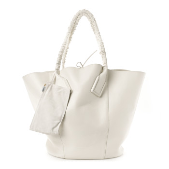 BOTTEGA VENETA French Calfskin Large Basket Tote White