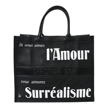 CHRISTIAN DIOR Calfskin Large Surrealism Book Tote Black