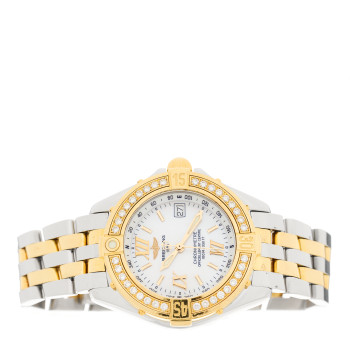 BREITLING Stainless Steel 18K Yellow Gold Diamond Mother of Pearl 31mm Quartz Watch D67365