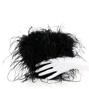 ALEXANDER WANG Ostrich Feather Heart Pillow Clutch Black