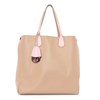 CHRISTIAN DIOR Calfskin Small Addict Shopping Tote Beige Pink