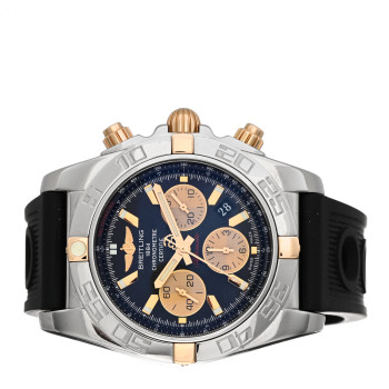 BREITLING Stainless Steel 18K Yellow Gold Rubber 44mm Chronomat Automatic Watch Black IB011012/B968