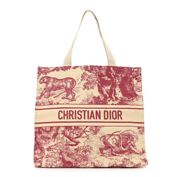 CHRISTIAN DIOR Straw Dioriviera Tote Red