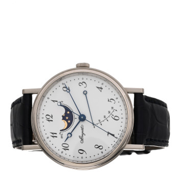 BREGUET 18K White Gold Alligator 39mm Classique Moonphase Automatic Watch 7787BB/29/9V6