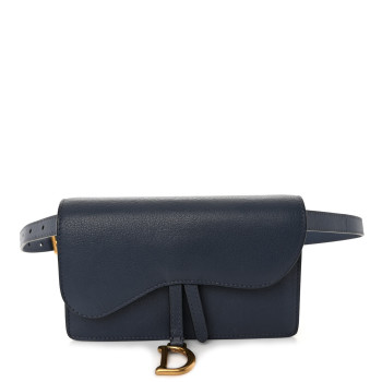 CHRISTIAN DIOR Goatskin Saddle Belt Bag Denim Blue