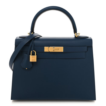 HERMES Epsom Kelly Sellier 28 Bleu De Malte