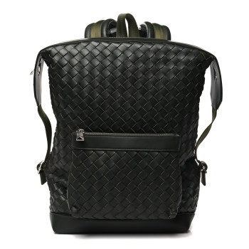 BOTTEGA VENETA Calfskin Intrecciato Hydrology Backpack Camping Green