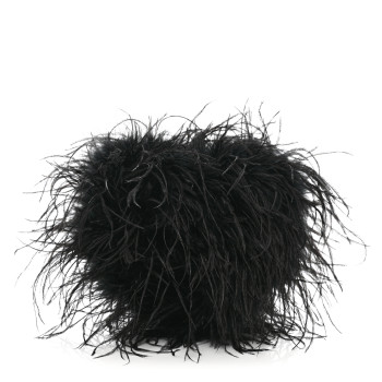 ALEXANDER WANG Ostrich Feather Heart Pillow Clutch Black