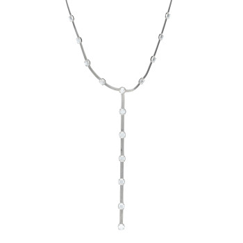 CHRISTIAN DIOR Metal Crystal Drop Necklace Silver