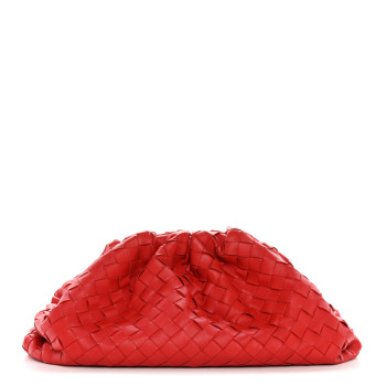 BOTTEGA VENETA Nappa Maxi Intrecciato The Pouch Oversized Clutch Bright Red