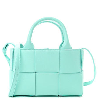 BOTTEGA VENETA Lambskin Maxi Intreccio Candy Arco Tote Celadon