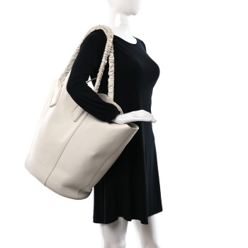 BOTTEGA VENETA French Calfskin Large Basket Tote White