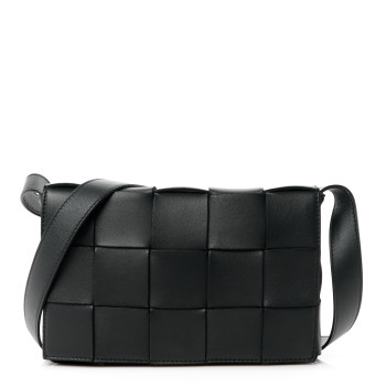 BOTTEGA VENETA Lambskin Maxi Intrecciato Cassette Crossbody Bag Black