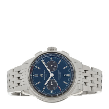 BREITLING Stainless Steel 42mm Premier B01 Chronograph Automatic Watch Blue AB0118A61C1A1