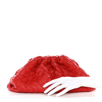 BOTTEGA VENETA Nappa Maxi Intrecciato The Pouch Oversized Clutch Bright Red