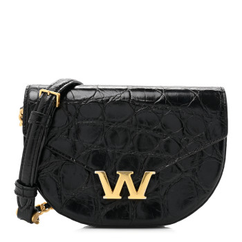 ALEXANDER WANG Crocodile Embossed Calfskin W Legacy Saddle Bag Black