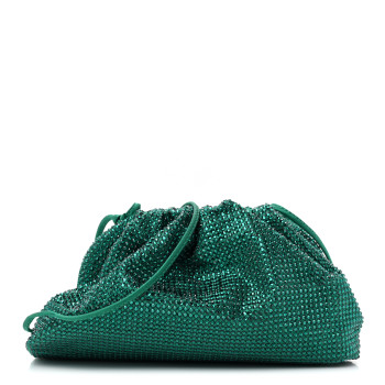 BOTTEGA VENETA Satin Crystal Embellished The Mini Pouch Emerald