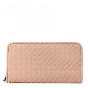 Bottega Veneta Nappa Intrecciato Zip Around Wallet Flamingo