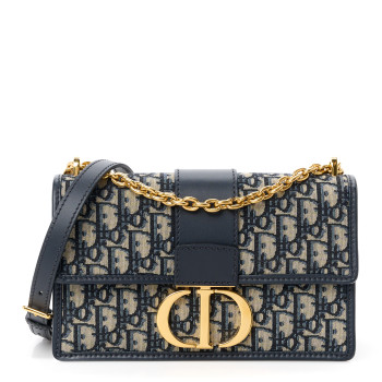 CHRISTIAN DIOR Oblique 30 Montaigne Chain Flap Bag Blue