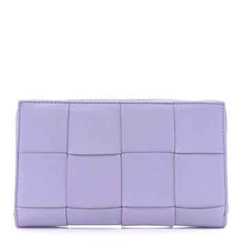 BOTTEGA VENETA Shiny Calfskin Intreccio Wallet Wisteria