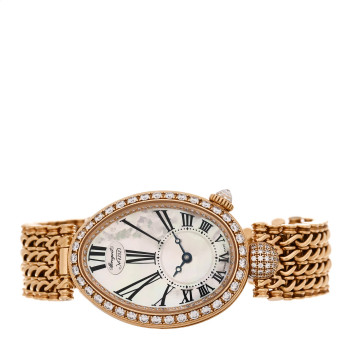 BREGUET 18K Yellow Gold Diamond Bezel Mother of Pearl 25mm Reine de Naples Automatic Watch 8928