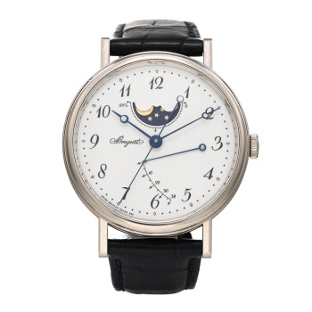 BREGUET 18K White Gold Alligator 39mm Classique Moonphase Automatic Watch 7787BB/29/9V6