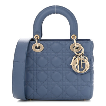 CHRISTIAN DIOR Lambskin Cannage Small Lady Dior Denim