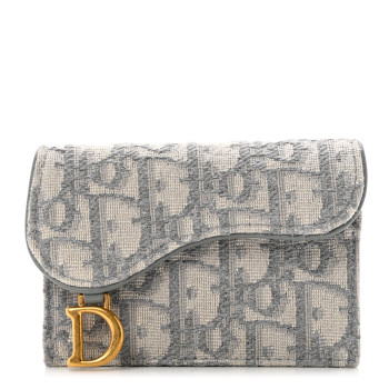 CHRISTIAN DIOR Oblique Saddle Card Holder Gray