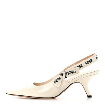 CHRISTIAN DIOR Patent Ribbon J'Adior Slingback 65mm Pumps 40.5 Off White