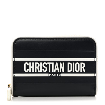 CHRISTIAN DIOR Calfskin Vibe Voyageur Card Holder Blue White