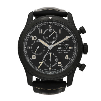 BREITLING DLC Coated Stainless Steel Calfskin 43mm Navitimer 8 Chronograph Automatic Watch Black M13314