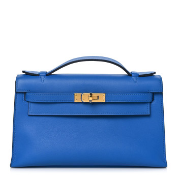 HERMES Swift Kelly Pochette Clutch Bleu Zellige 