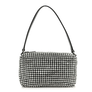 ALEXANDER WANG Mesh Crystal Rhinestone Mini Heiress Pouch Black Silver