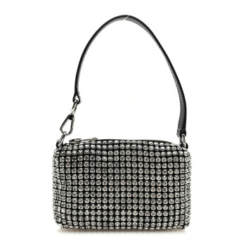 ALEXANDER WANG Mesh Crystal Rhinestone Mini Heiress Pouch Black Silver