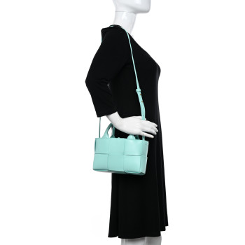 BOTTEGA VENETA Lambskin Maxi Intreccio Candy Arco Tote Celadon